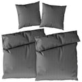 Bettwäsche Mako Satin mit Streifen - Anthrazit - 2x155x220 + 2x80x80cm