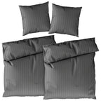 Bettwäsche Mako Satin mit Streifen - Anthrazit - 2x135x200 + 2x80x80cm