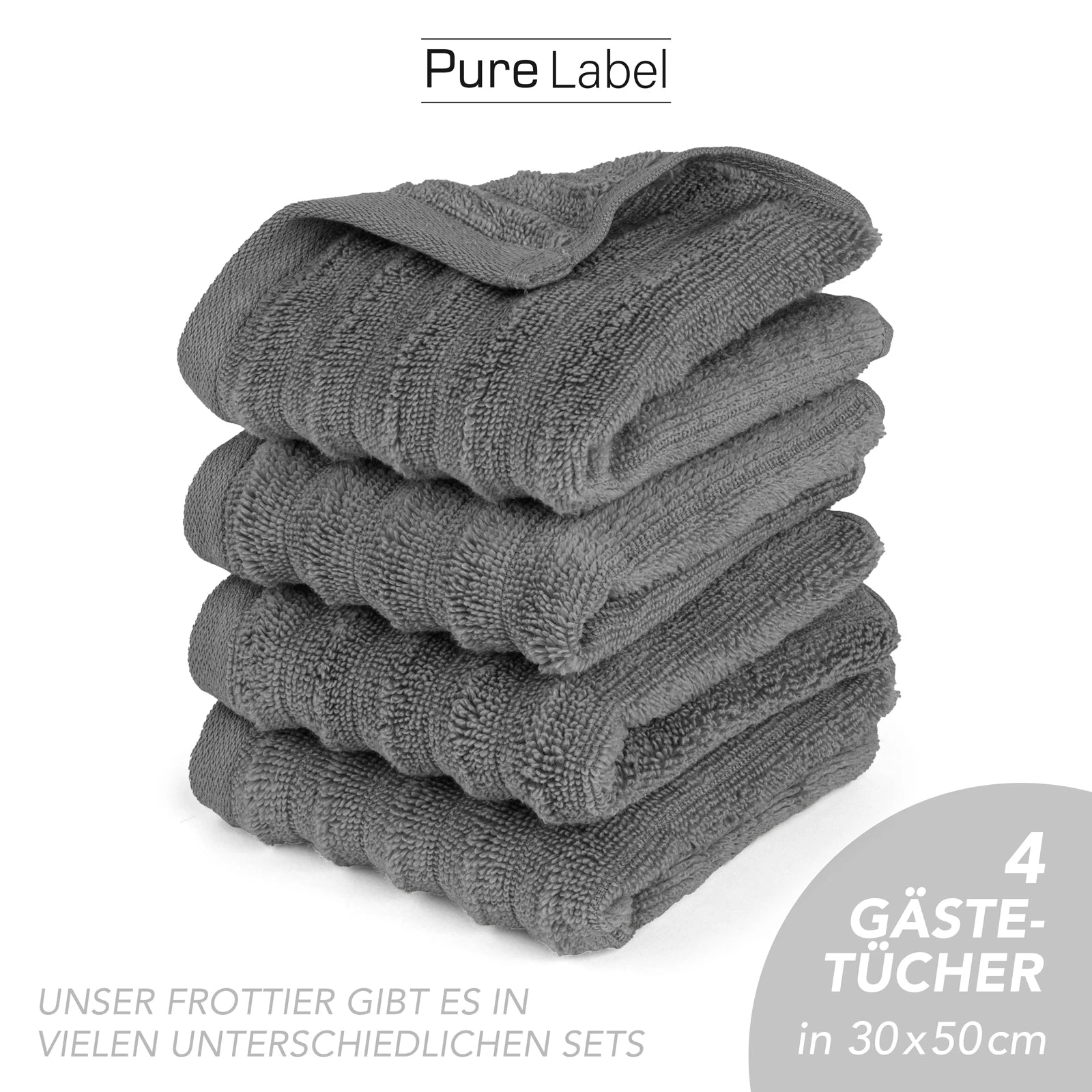 Gästehandtuch "Waves" - Anthrazit / 10x 30x50cm Pure Label