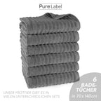Duschtuch "Waves" - Anthrazit / 2x 70x140cm Pure Label