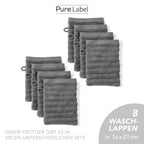 Waschlappen "Waves" - Anthrazit / 4x 16x21cm Pure Label