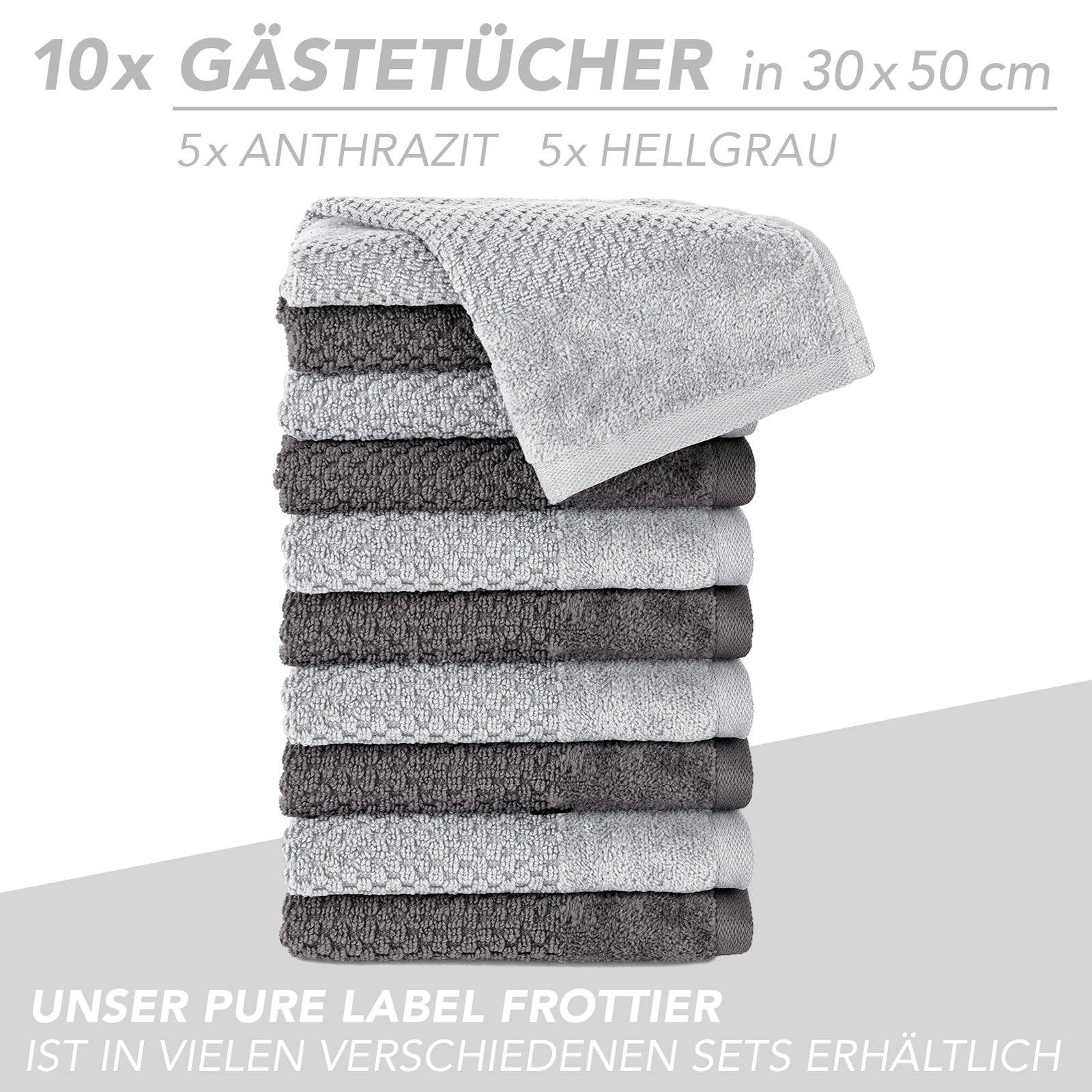 Handtuch Set "Popcorn" - Sableigrün / Stein / 2tlg. 2x70x140 cm Pure Label