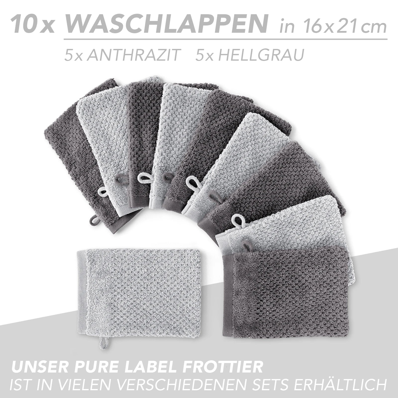 Handtuch Set "Popcorn" - Sableigrün / Stein / 2tlg. 2x70x140 cm Pure Label
