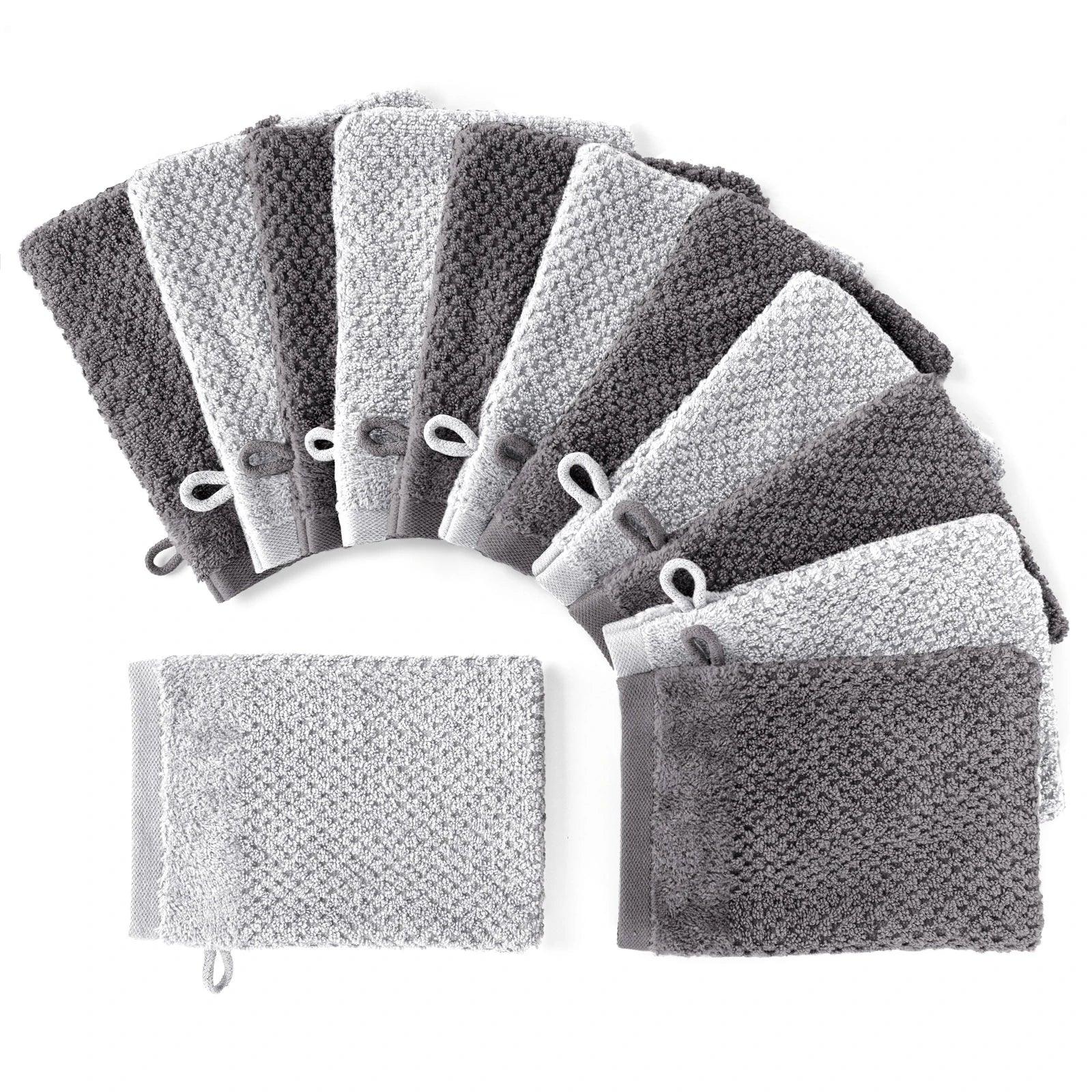Handtuch Set "Popcorn" - Anthrazit / Hellgrau / 12tlg. 12x16x21cm Pure Label