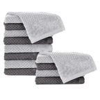 Handtuch Set "Popcorn" - Anthrazit / Hellgrau / 12tlg. 12x30x50 cm Pure Label