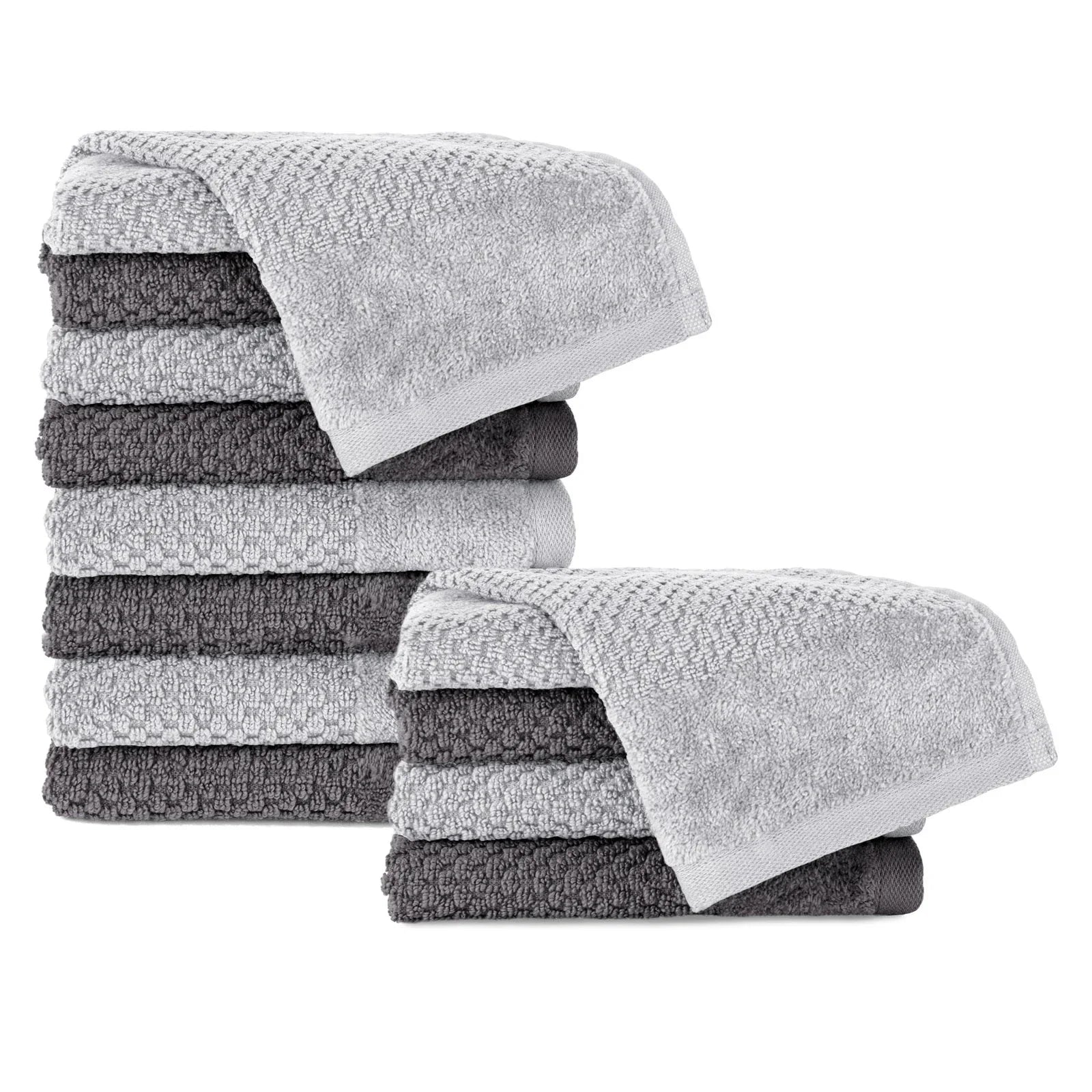 Handtuch Set "Popcorn" - Anthrazit / Hellgrau / 12tlg. 12x30x50 cm Pure Label