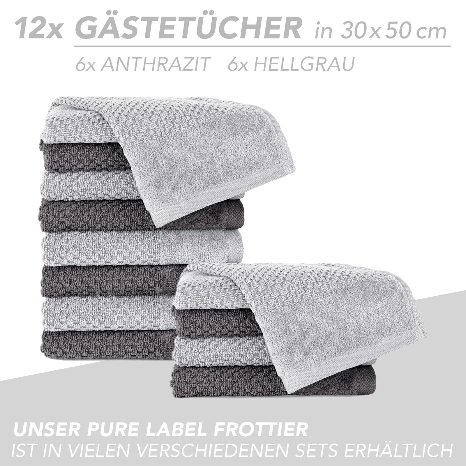 Handtuch Set "Popcorn" - Sableigrün / Stein / 2tlg. 2x70x140 cm Pure Label