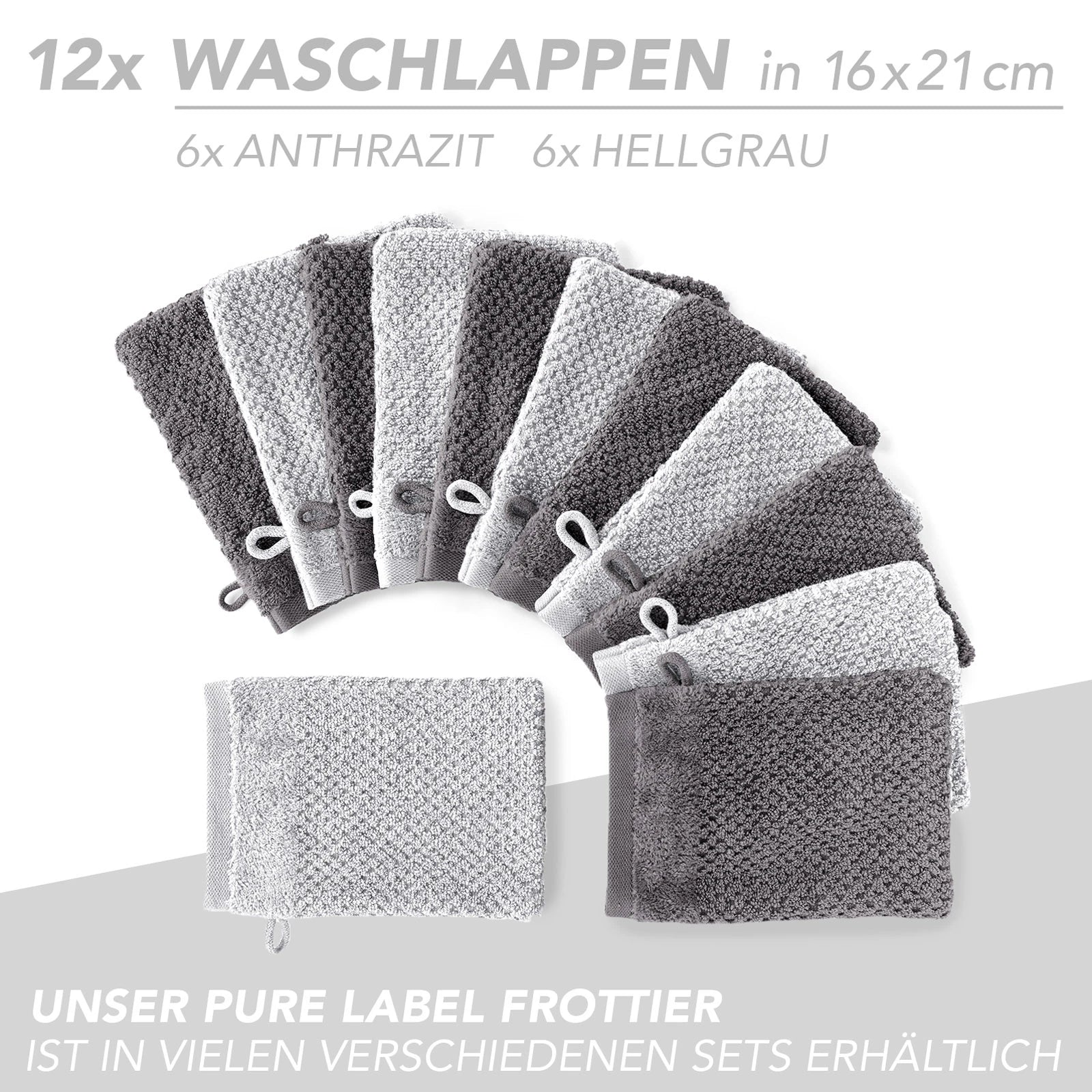 Handtuch Set "Popcorn" - Sableigrün / Stein / 2tlg. 2x70x140 cm Pure Label