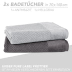 Handtuch Set "Popcorn" - Sableigrün / Stein / 2tlg. 2x70x140 cm Pure Label