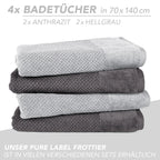 Handtuch Set "Popcorn" - Sableigrün / Stein / 2tlg. 2x70x140 cm Pure Label