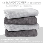 Handtuch Set "Popcorn" - Sableigrün / Stein / 2tlg. 2x70x140 cm Pure Label