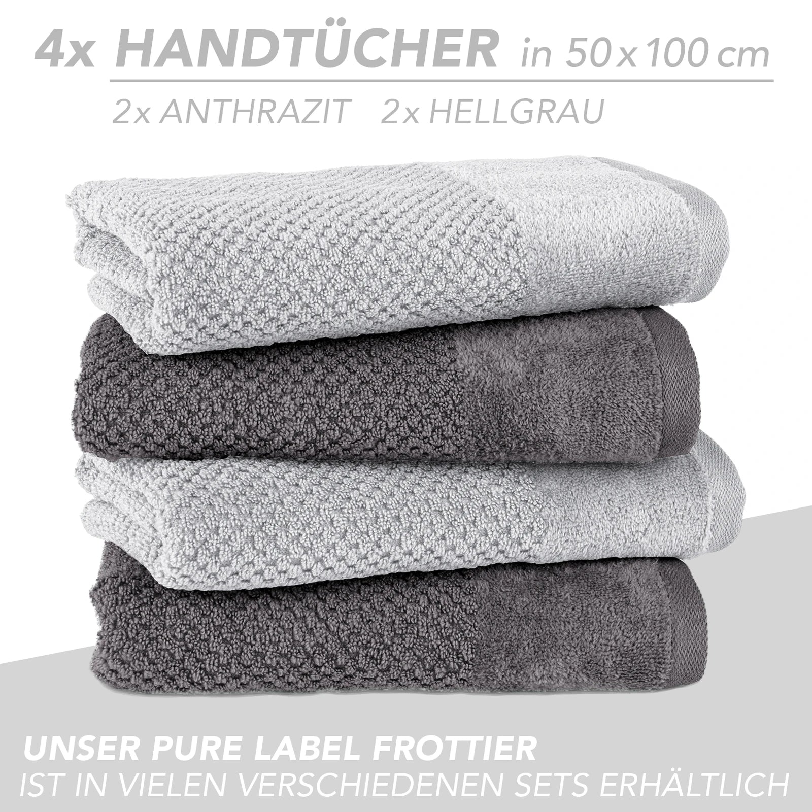 Handtuch Set "Popcorn" - Sableigrün / Stein / 2tlg. 2x70x140 cm Pure Label