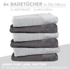 Handtuch Set "Popcorn" - Sableigrün / Stein / 2tlg. 2x70x140 cm Pure Label