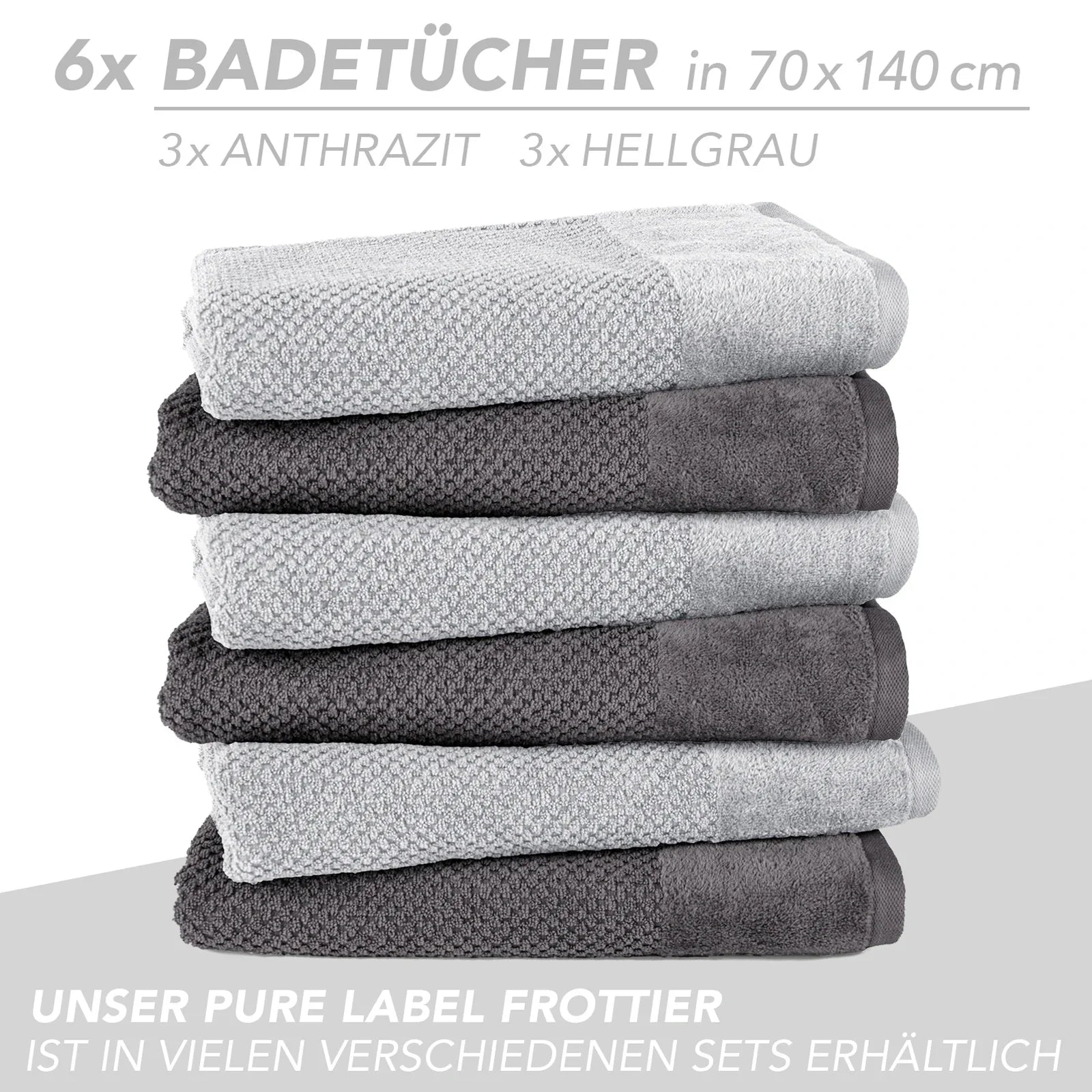 Handtuch Set "Popcorn" - Sableigrün / Stein / 2tlg. 2x70x140 cm Pure Label