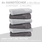 Handtuch Set "Popcorn" - Sableigrün / Stein / 2tlg. 2x70x140 cm Pure Label