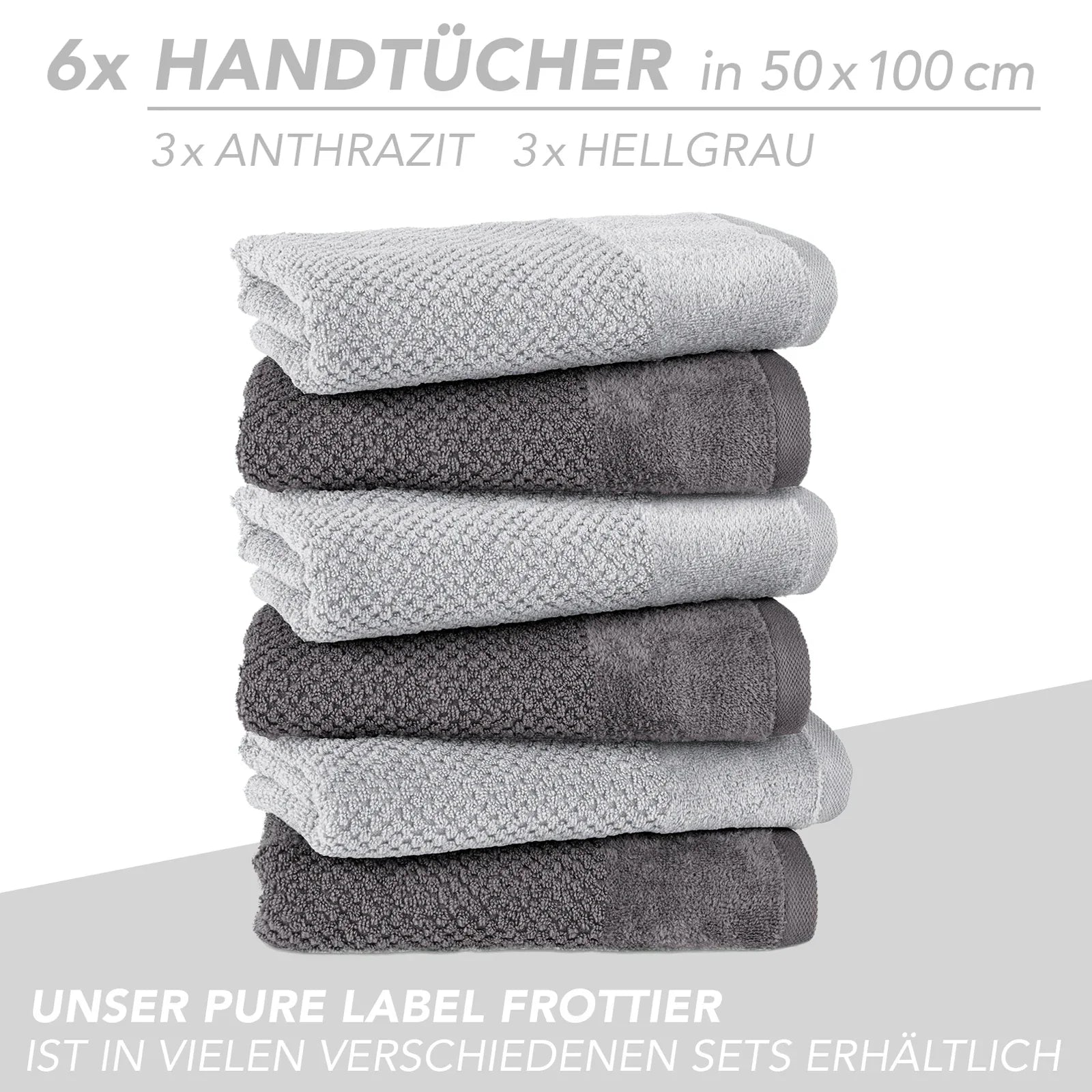 Handtuch Set "Popcorn" - Sableigrün / Stein / 2tlg. 2x70x140 cm Pure Label