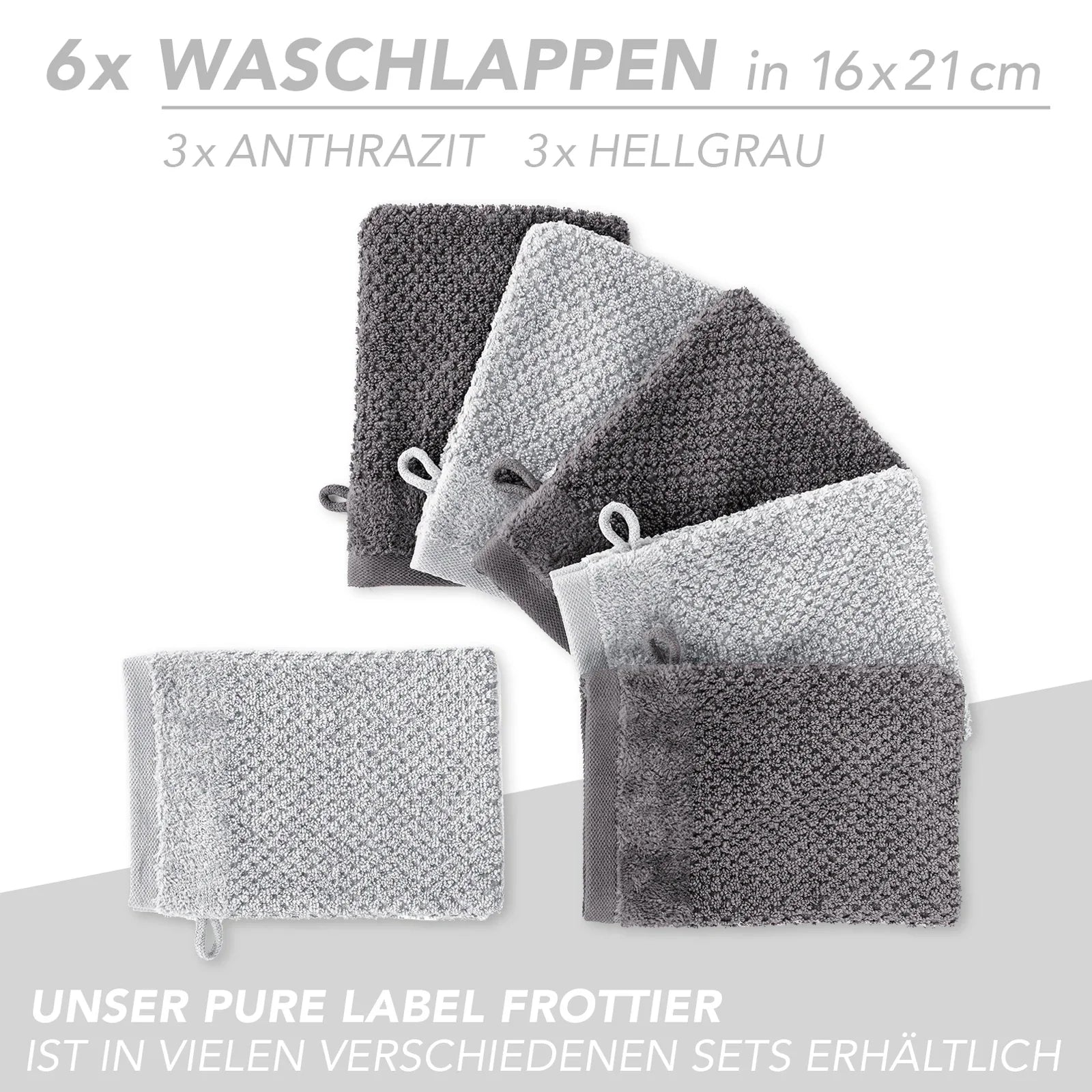 Handtuch Set "Popcorn" - Sableigrün / Stein / 2tlg. 2x70x140 cm Pure Label