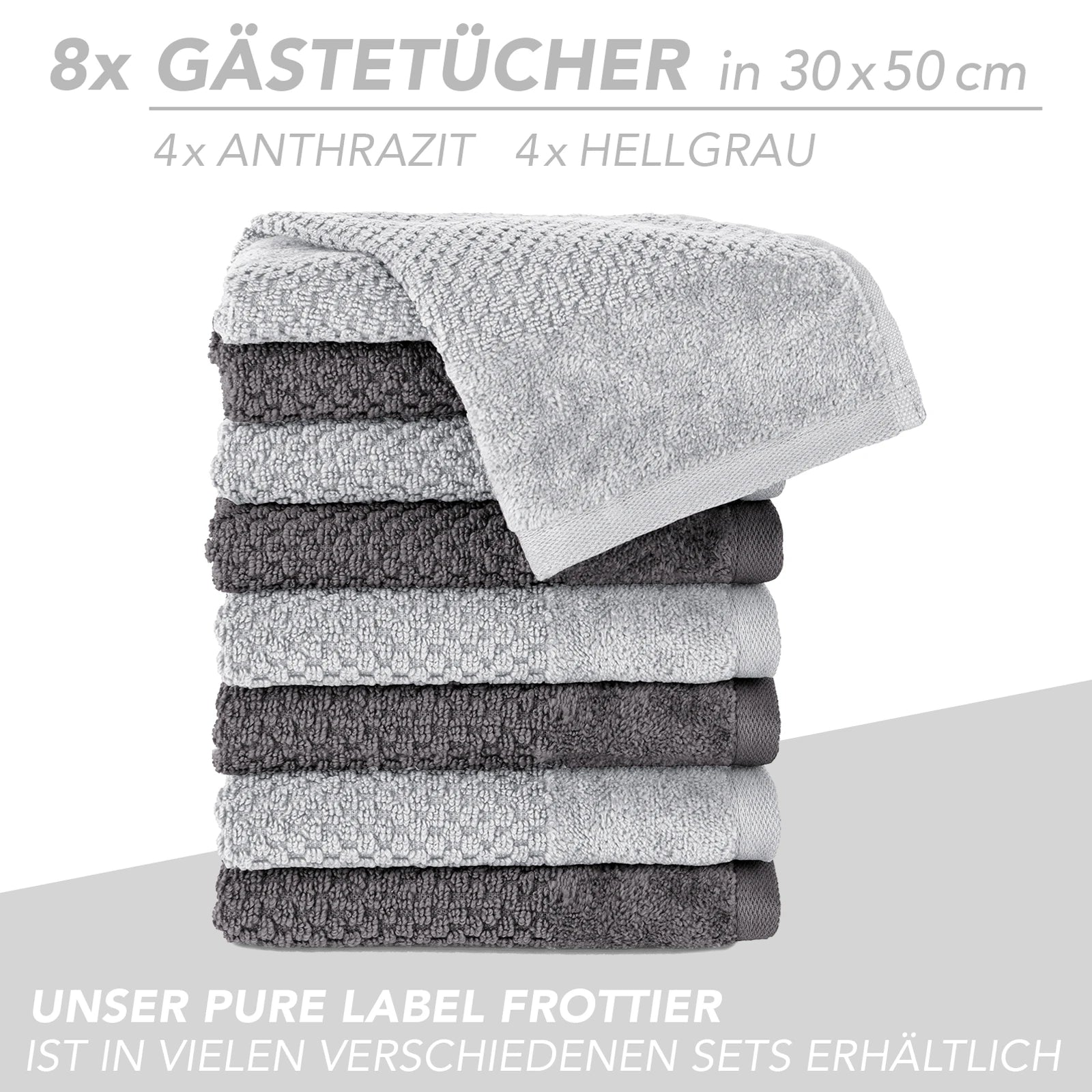 Handtuch Set "Popcorn" - Sableigrün / Stein / 2tlg. 2x70x140 cm Pure Label