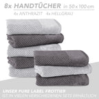 Handtuch Set "Popcorn" - Sableigrün / Stein / 2tlg. 2x70x140 cm Pure Label