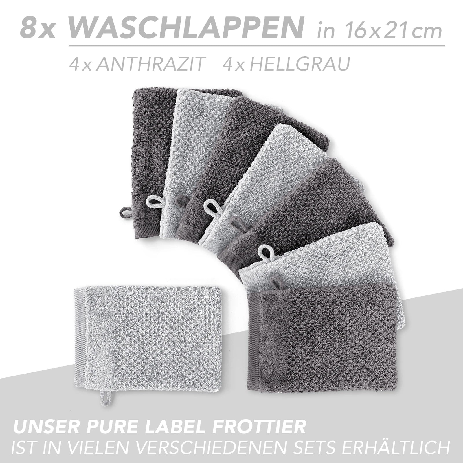 Handtuch Set "Popcorn" - Sableigrün / Stein / 2tlg. 2x70x140 cm Pure Label