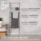 Handtuch Set "Popcorn" - Sableigrün / Stein / 2tlg. 2x70x140 cm Pure Label