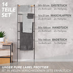 Handtuch Set "Popcorn" - Sableigrün / Stein / 2tlg. 2x70x140 cm Pure Label