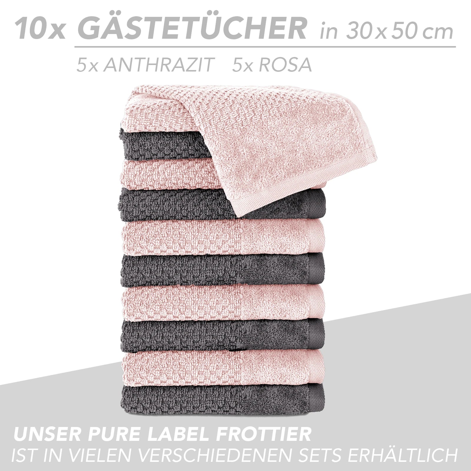 Handtuch Set "Popcorn" - Sableigrün / Stein / 2tlg. 2x70x140 cm Pure Label