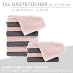 Handtuch Set "Popcorn" - Sableigrün / Stein / 2tlg. 2x70x140 cm Pure Label