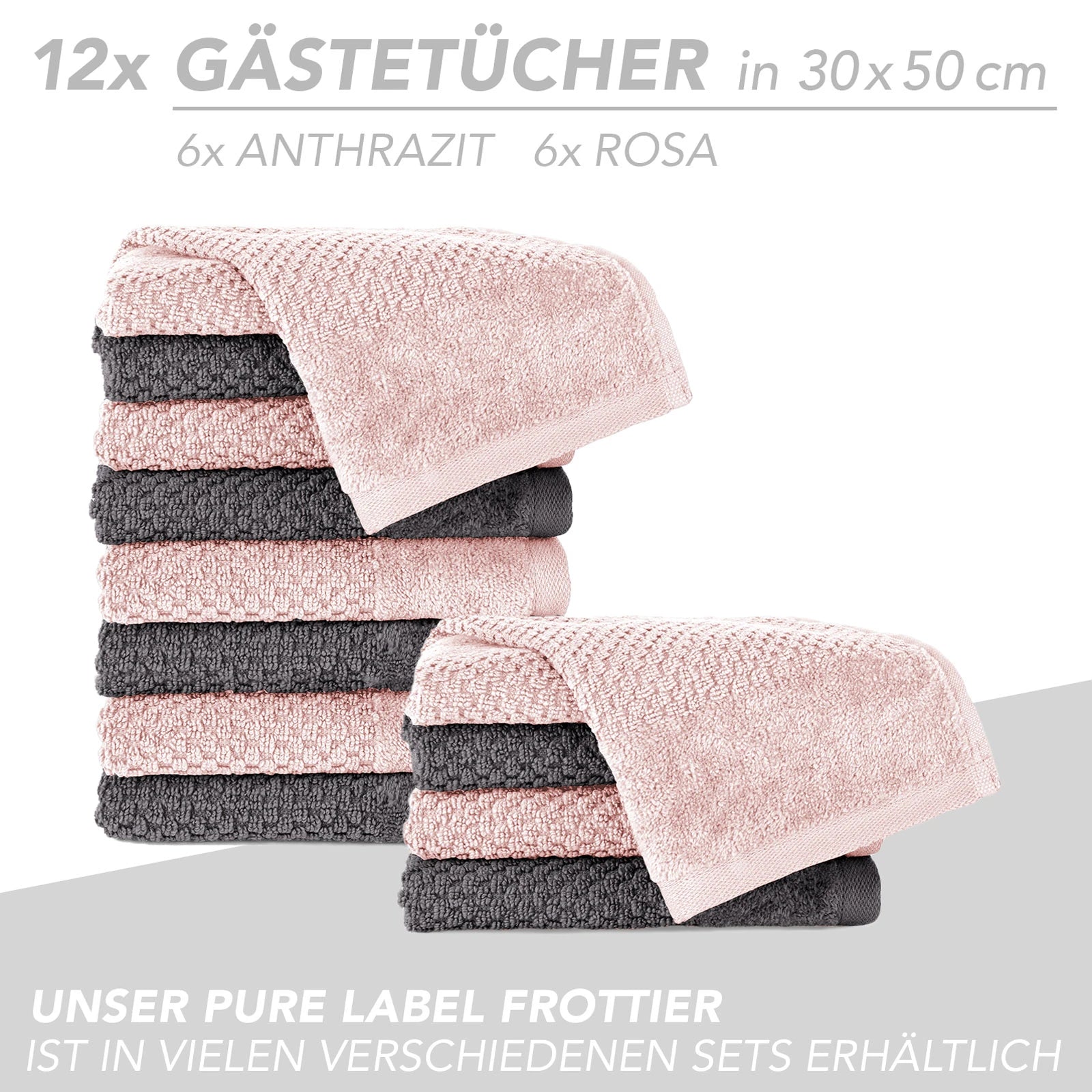 Handtuch Set "Popcorn" - Sableigrün / Stein / 2tlg. 2x70x140 cm Pure Label