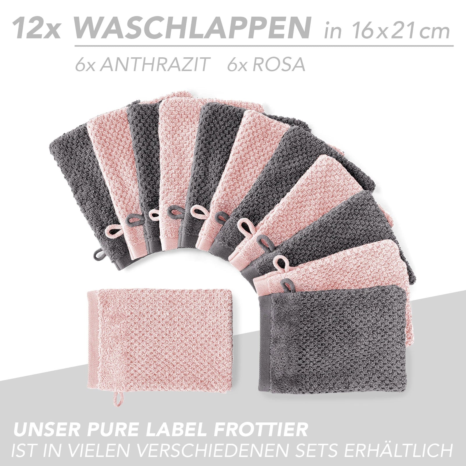 Handtuch Set "Popcorn" - Sableigrün / Stein / 2tlg. 2x70x140 cm Pure Label