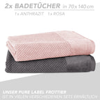 Handtuch Set "Popcorn" - Sableigrün / Stein / 2tlg. 2x70x140 cm Pure Label