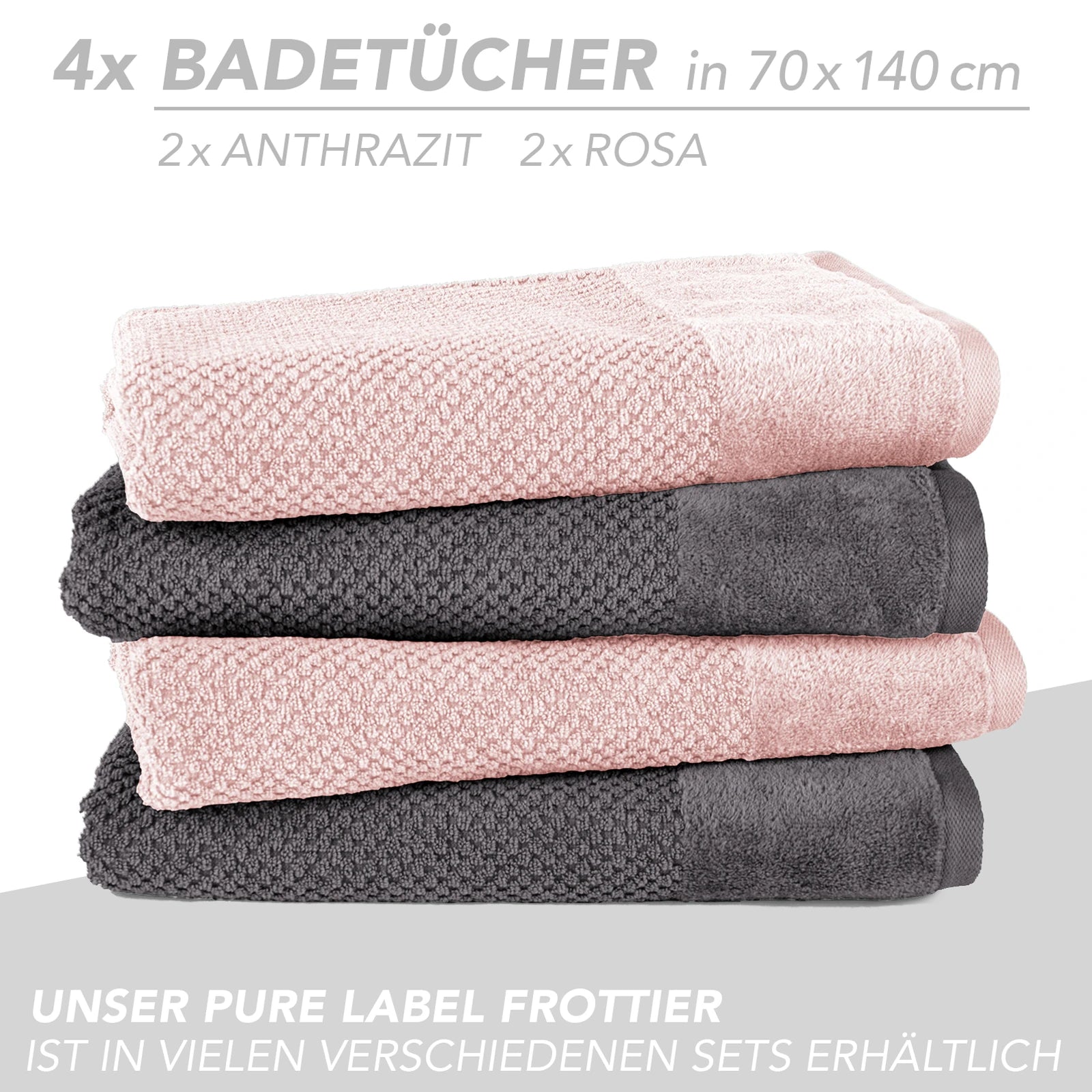 Handtuch Set "Popcorn" - Sableigrün / Stein / 2tlg. 2x70x140 cm Pure Label
