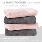 Handtuch Set "Popcorn" - Sableigrün / Stein / 2tlg. 2x70x140 cm Pure Label