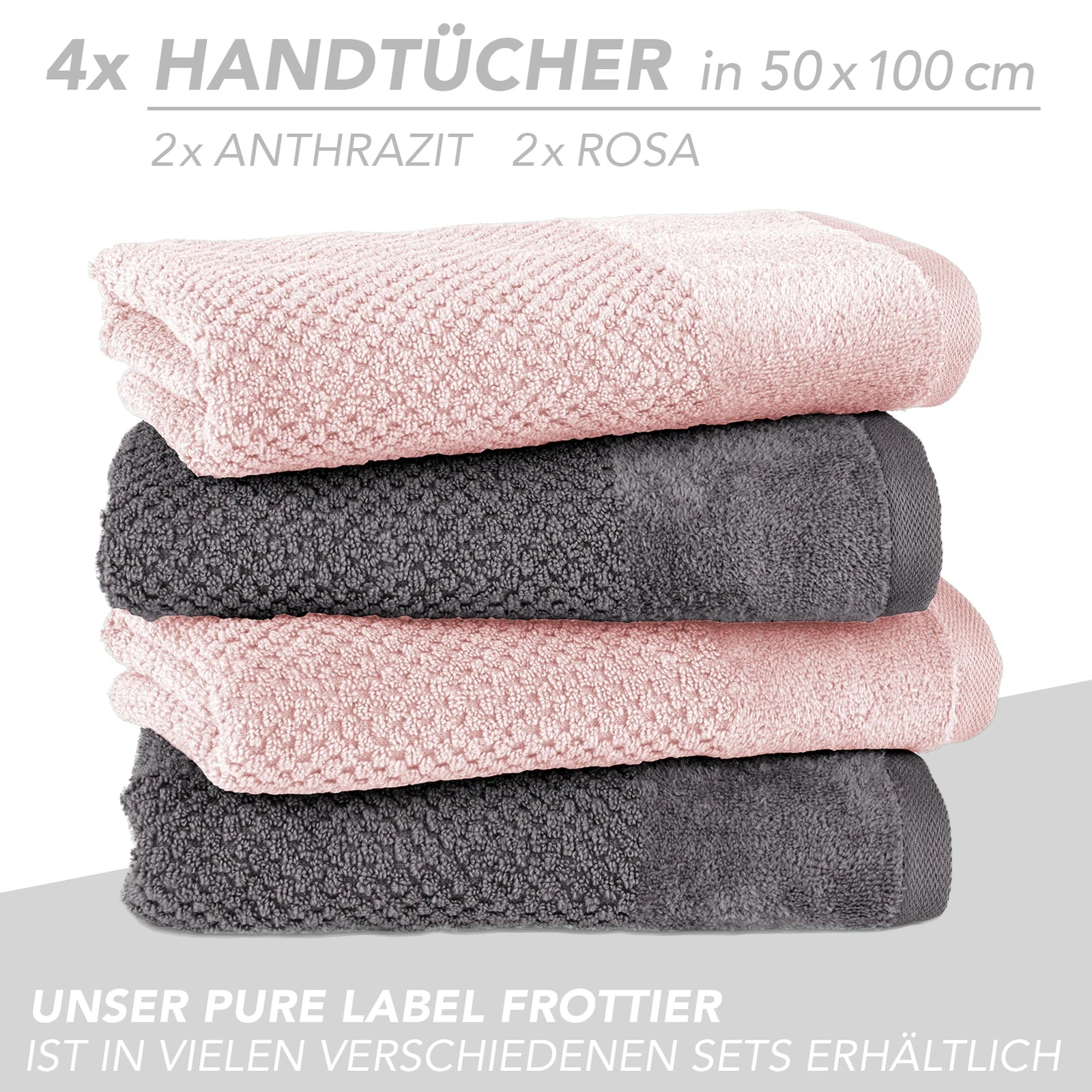 Handtuch Set "Popcorn" - Sableigrün / Stein / 2tlg. 2x70x140 cm Pure Label