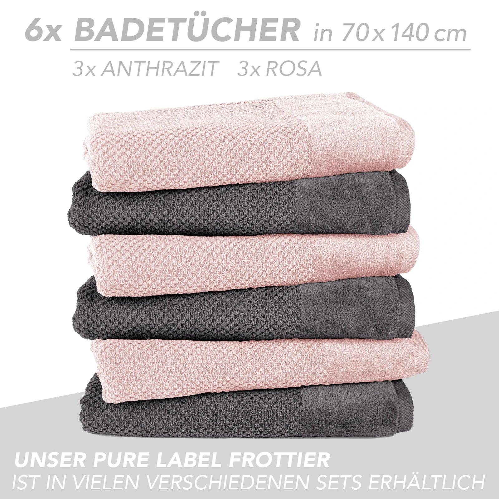 Handtuch Set "Popcorn" - Sableigrün / Stein / 2tlg. 2x70x140 cm Pure Label