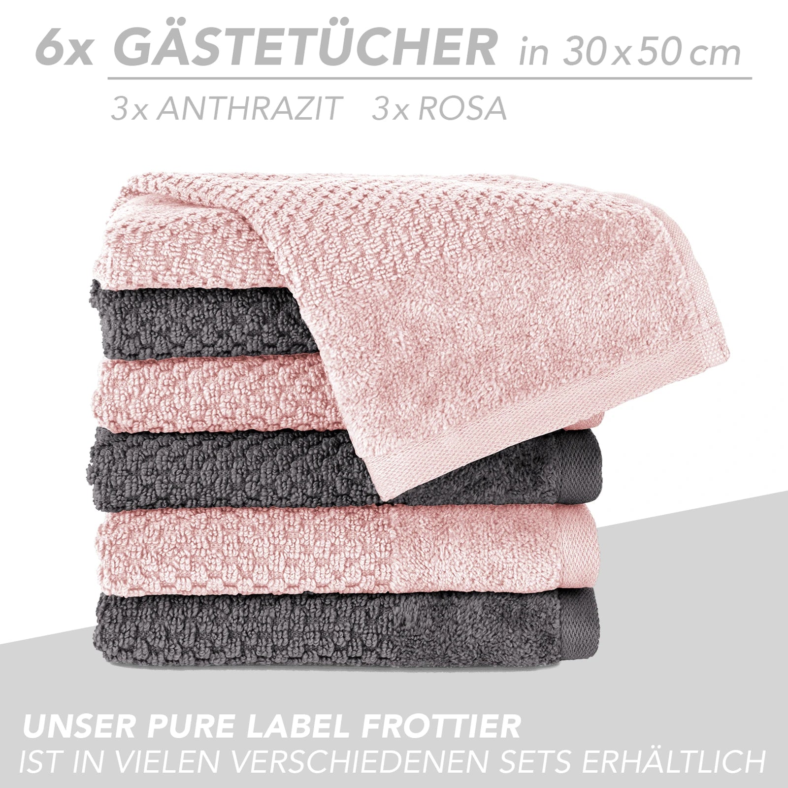 Handtuch Set "Popcorn" - Sableigrün / Stein / 2tlg. 2x70x140 cm Pure Label