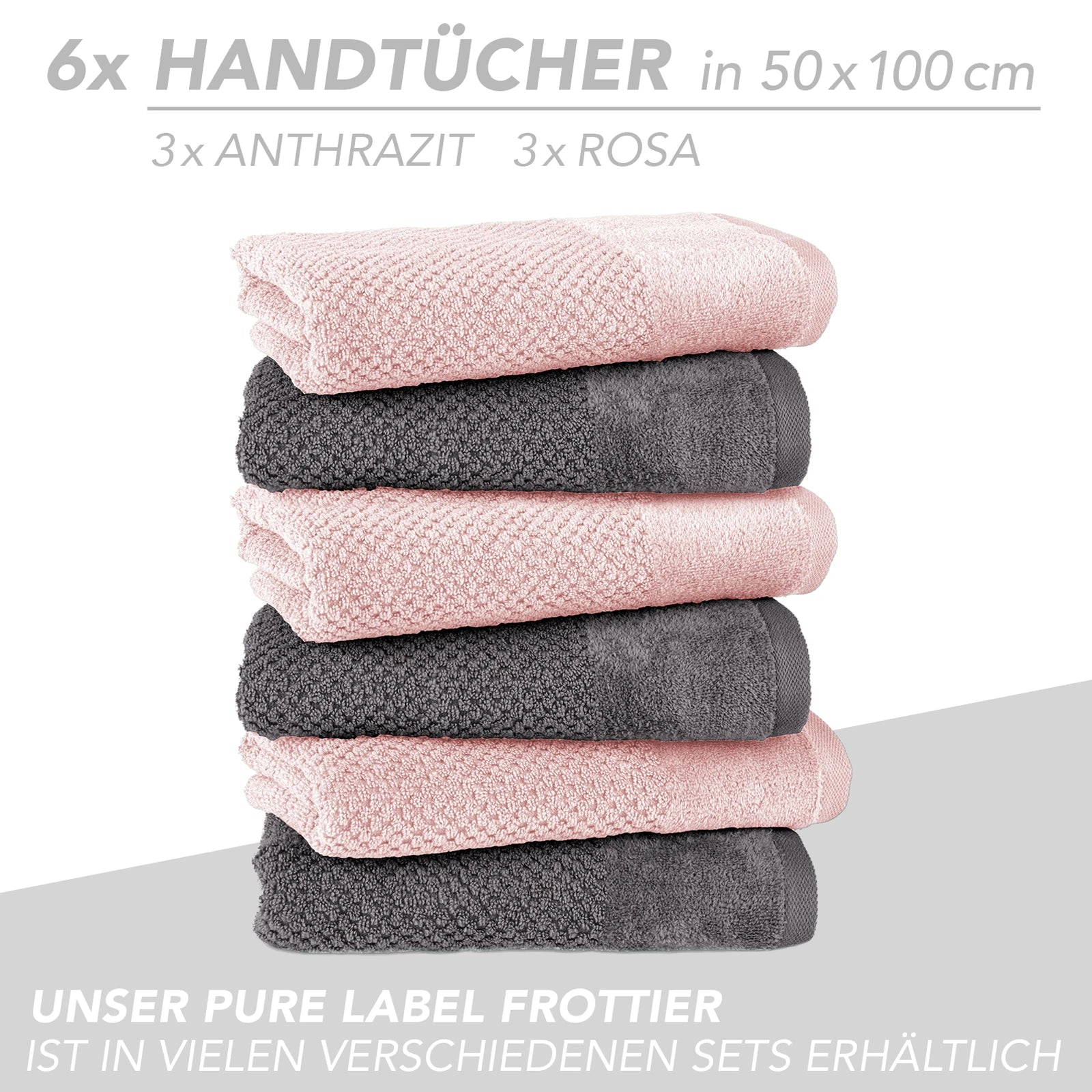 Handtuch Set "Popcorn" - Sableigrün / Stein / 2tlg. 2x70x140 cm Pure Label