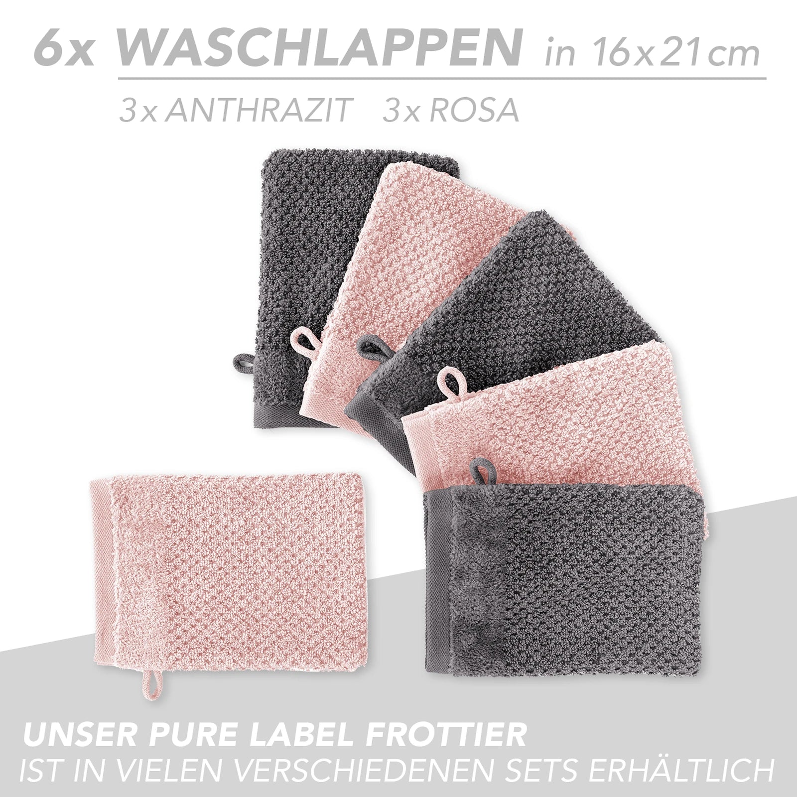 Handtuch Set "Popcorn" - Sableigrün / Stein / 2tlg. 2x70x140 cm Pure Label