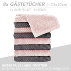 Handtuch Set "Popcorn" - Sableigrün / Stein / 2tlg. 2x70x140 cm Pure Label