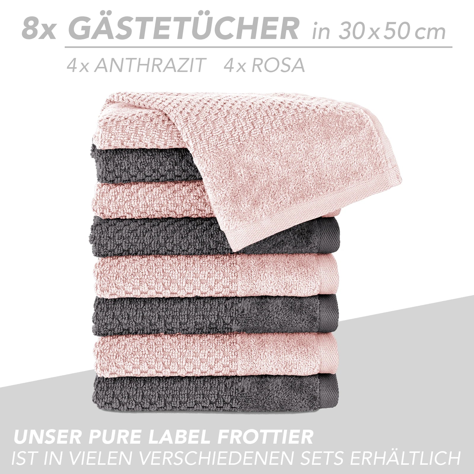 Handtuch Set "Popcorn" - Sableigrün / Stein / 2tlg. 2x70x140 cm Pure Label