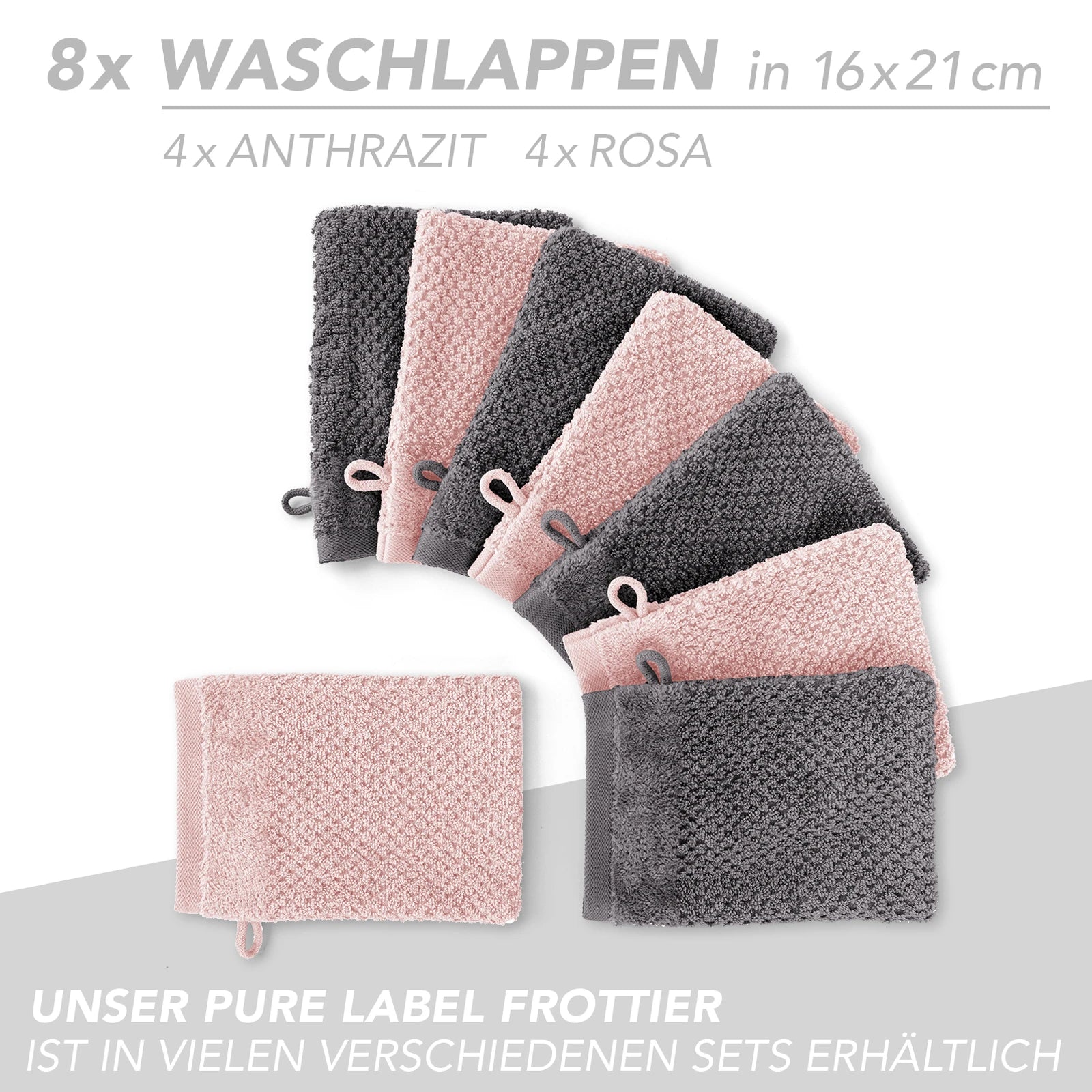 Handtuch Set "Popcorn" - Sableigrün / Stein / 2tlg. 2x70x140 cm Pure Label