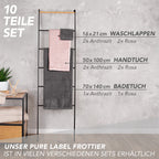 Handtuch Set "Popcorn" - Sableigrün / Stein / 2tlg. 2x70x140 cm Pure Label