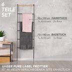Handtuch Set "Popcorn" - Sableigrün / Stein / 2tlg. 2x70x140 cm Pure Label