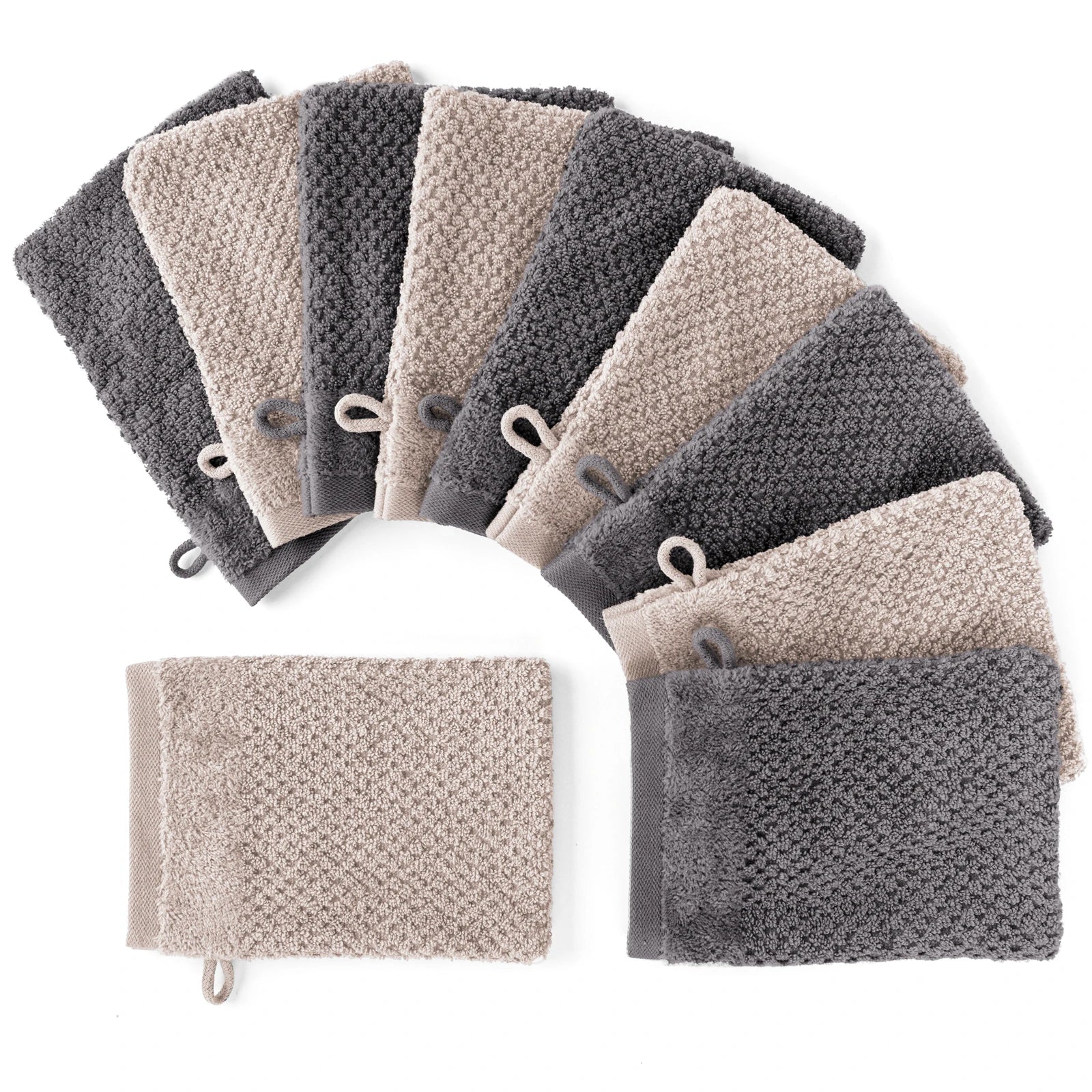 Handtuch Set "Popcorn" - Sableigrün / Stein / 2tlg. 2x70x140 cm Pure Label