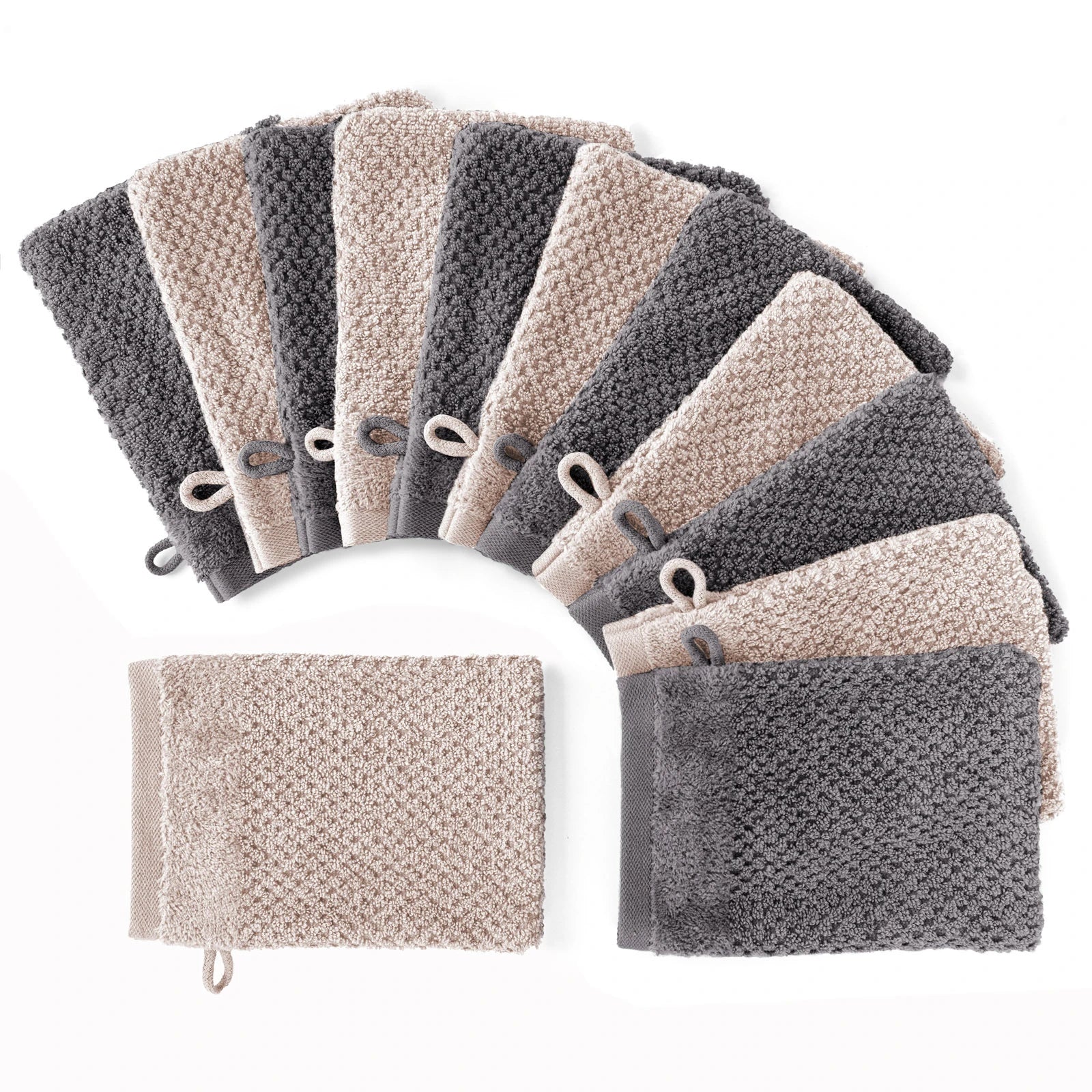 Handtuch Set "Popcorn" - Sableigrün / Stein / 2tlg. 2x70x140 cm Pure Label