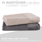 Handtuch Set "Popcorn" - Sableigrün / Stein / 2tlg. 2x70x140 cm Pure Label