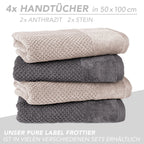 Handtuch Set "Popcorn" - Sableigrün / Stein / 2tlg. 2x70x140 cm Pure Label