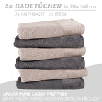 Handtuch Set "Popcorn" - Sableigrün / Stein / 2tlg. 2x70x140 cm Pure Label