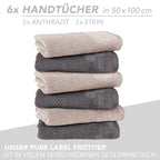 Handtuch Set "Popcorn" - Sableigrün / Stein / 2tlg. 2x70x140 cm Pure Label