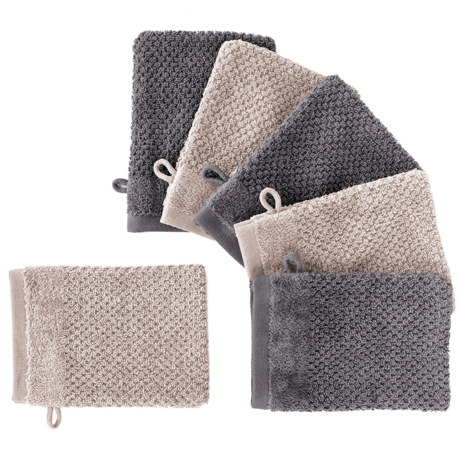 Handtuch Set "Popcorn" - Sableigrün / Stein / 2tlg. 2x70x140 cm Pure Label